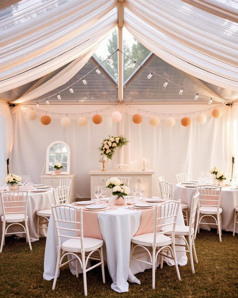 Baby Showers marquee, table and chair hire setup