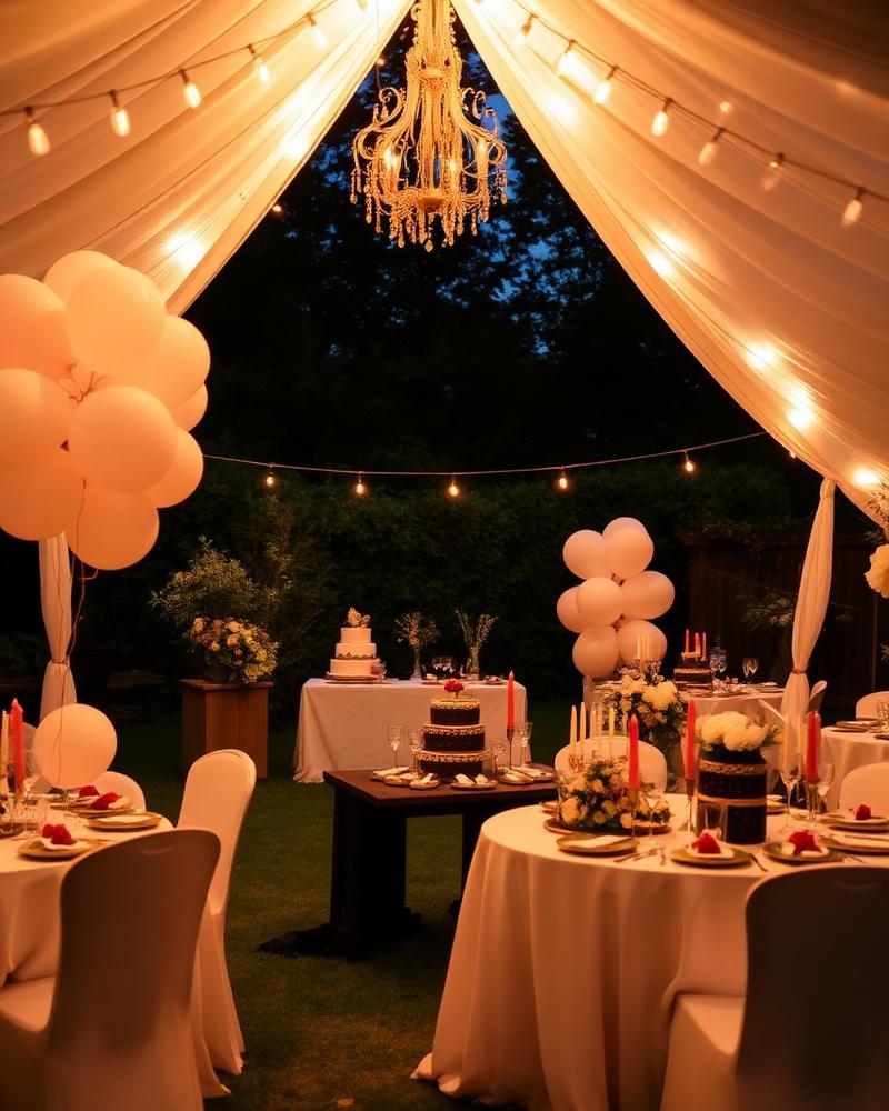 Birthdays marquee, table and chair hire setup